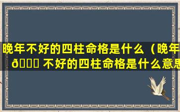 晚年不好的四柱命格是什么（晚年 🐋 不好的四柱命格是什么意思）